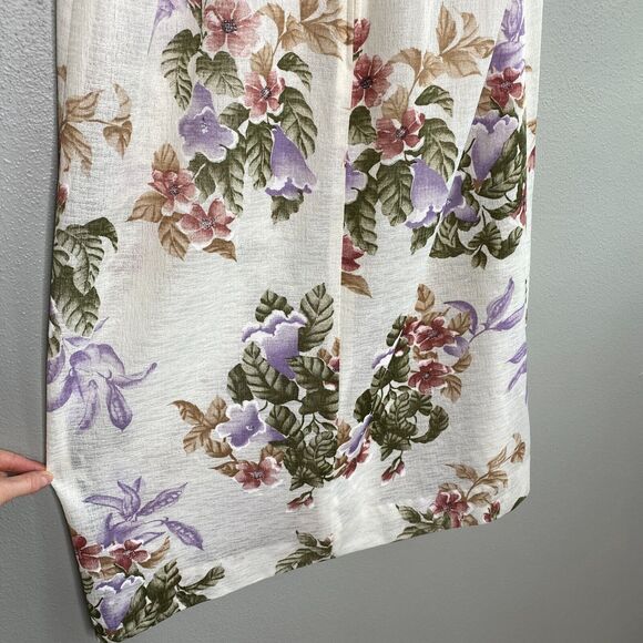 VTG Mynette Women's 14 Dress Sheer Tropical Floral Cream Flutter Sleeve 70's - Picture 9 of 14